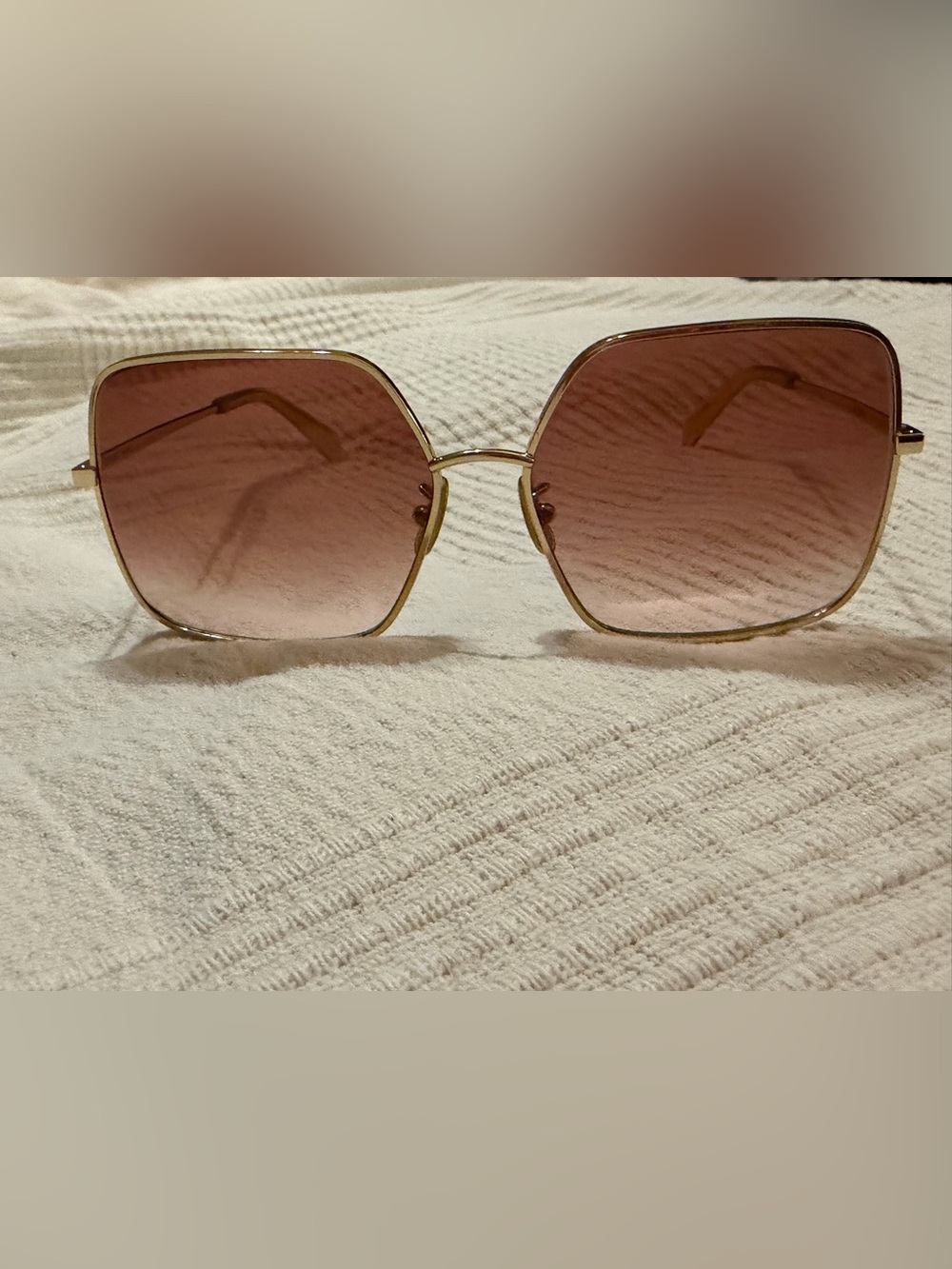 Authentic Celine Gold Metal Sunglasses with Rose-Tinted Lenses - Picture 5 of 8